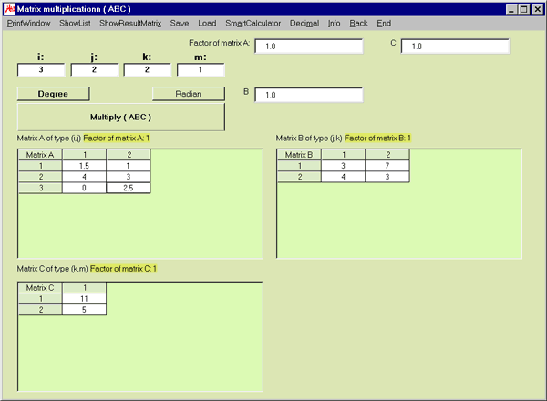 Matrix multiplication: input