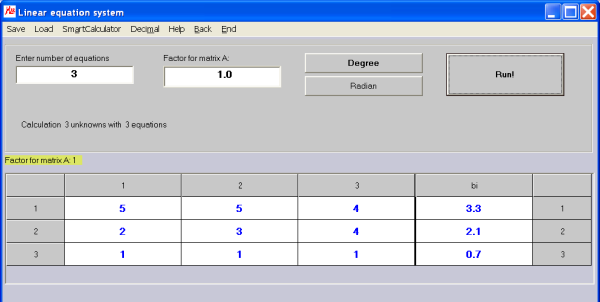 Linear equation system